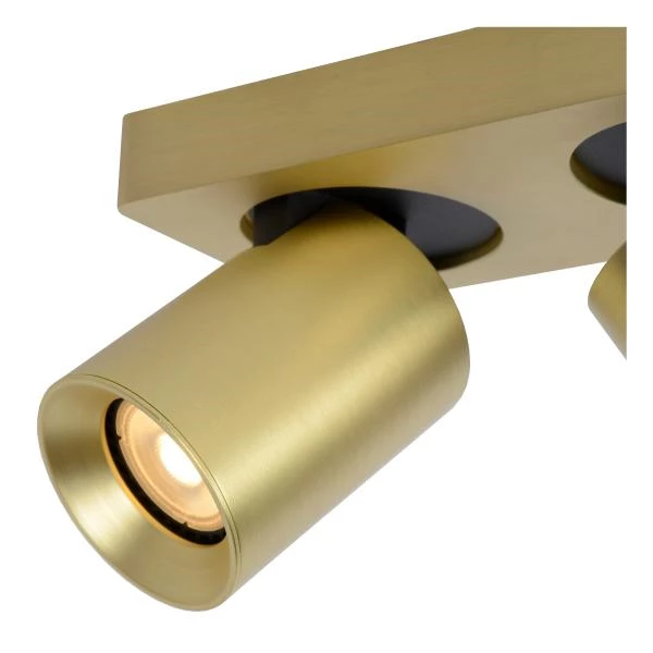 Lucide NIGEL - Plafondspot - LED Dim to warm - GU10 - 2x5W 2200K/3000K - Mat Goud / Messing - detail 3